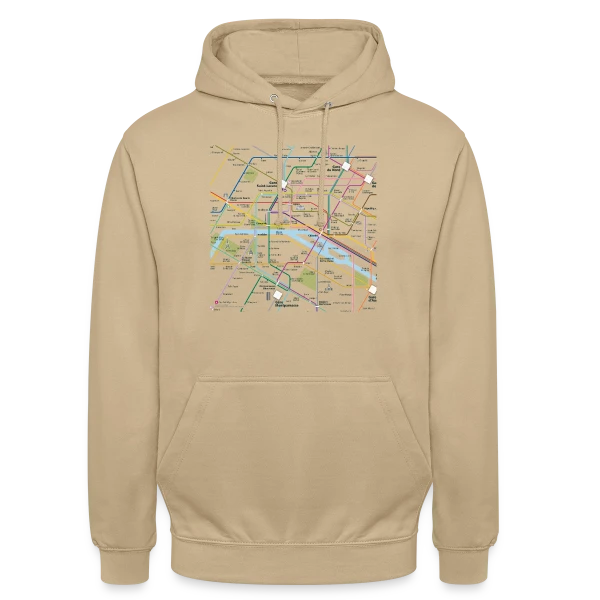 Plan Métro Parisien sur Sweat-shirt à capuche unisexe