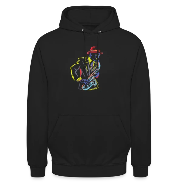 Saxophoniste Jazz Fanfare sur Sweat-shirt à capuche unisexe