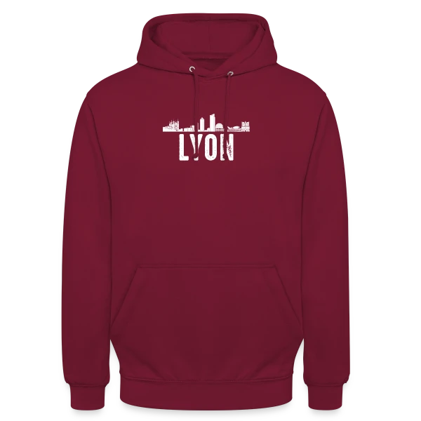 Lyon Minimaliste Blanc sur Sweat-shirt à capuche unisexe