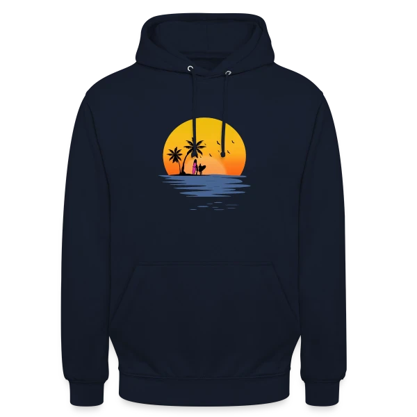 Coucher de Soleil Plage Surfeurs sur Sweat-shirt à capuche unisexe
