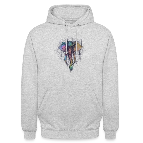 Éléphant Mandala Coloré - Harmonie Spirituelle sur Sweat-shirt à capuche unisexe