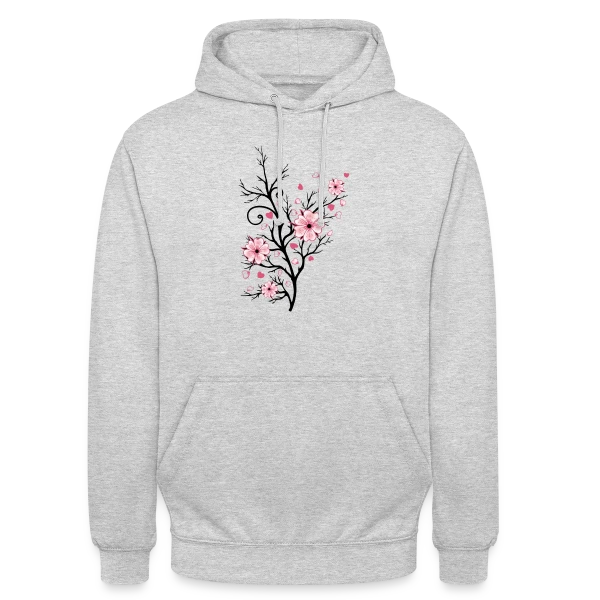 Cerisier Fleuri Cœurs sur Sweat-shirt à capuche unisexe