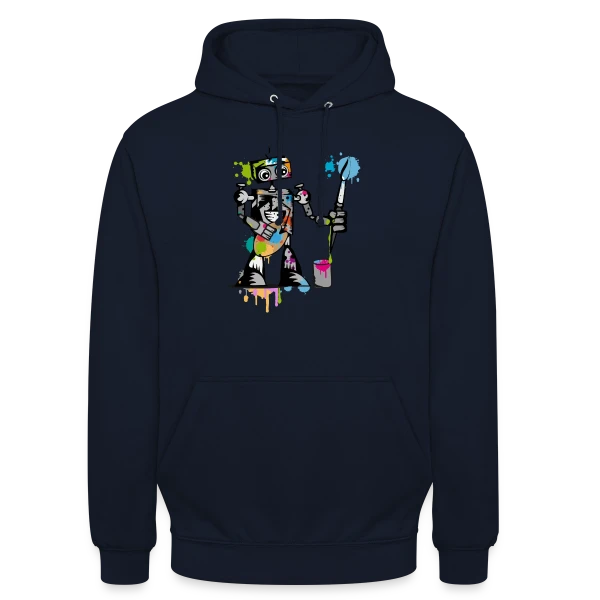 Le Robot Artiste au Pinceau sur Sweat-shirt à capuche unisexe