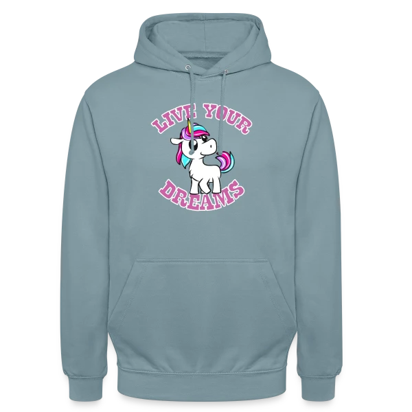 Licorne Kawaii Rêves Magiques sur Sweat-shirt à capuche unisexe