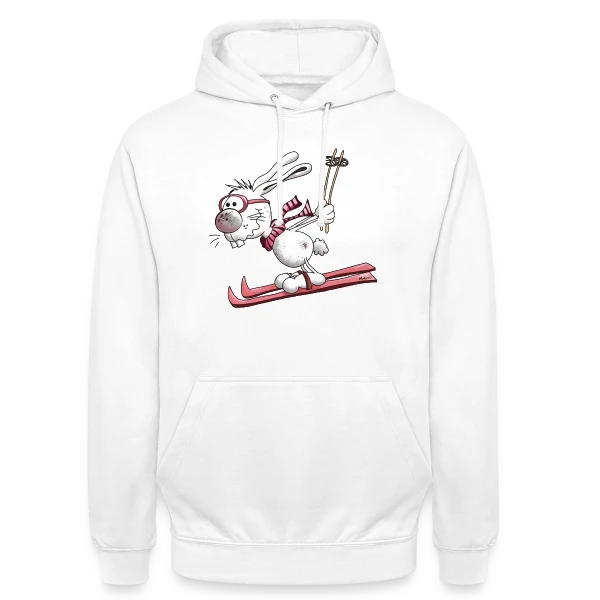 Lapin Skieur sur la Piste sur Sweat-shirt à capuche unisexe