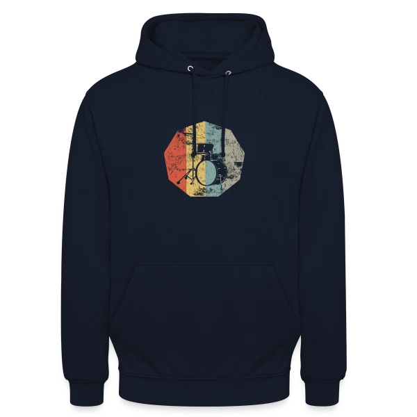 Batterie Rétro Musique Vintage sur Sweat-shirt à capuche unisexe