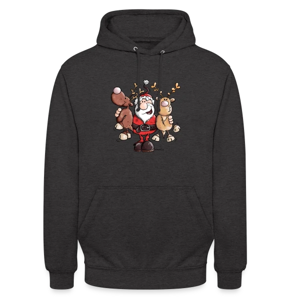 Le Père Noël Câline ses Rennes - Esprit de Noël sur Sweat-shirt à capuche unisexe