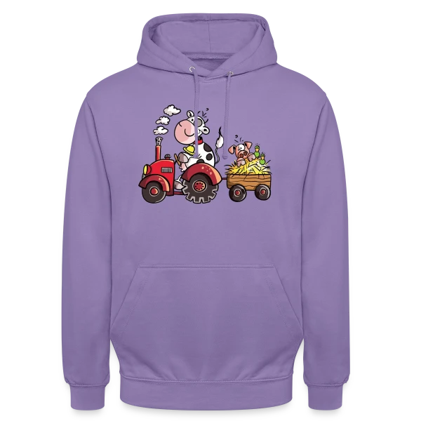 La Vache au Volant, le Cochon à Bord - T-shirt Agricole Fun sur Sweat-shirt à capuche unisexe