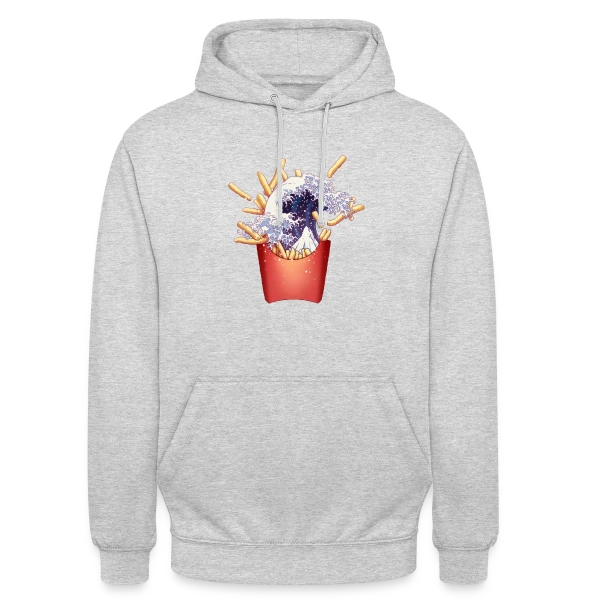 La Grande Vague de Kanagawa et Frites sur Sweat-shirt à capuche unisexe