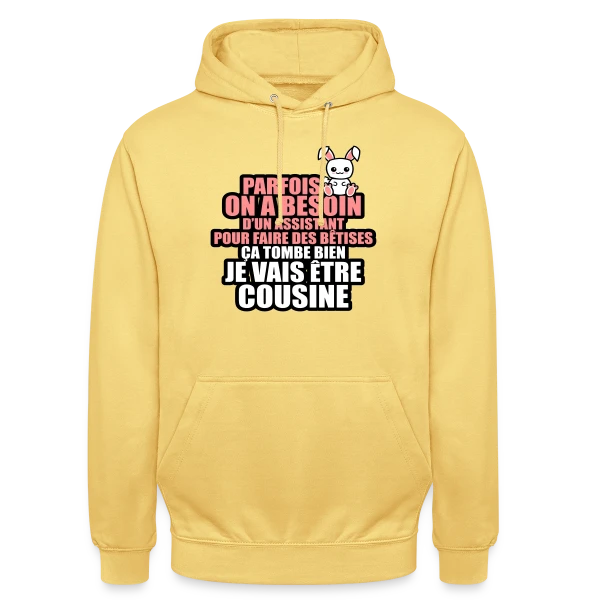 Humour Future Cousine : Besoin D'un Assistant Pour Bêtises sur Sweat-shirt à capuche unisexe