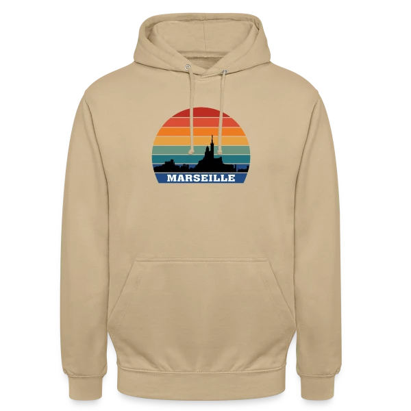 Marseille Skyline Rétro Sunset sur Sweat-shirt à capuche unisexe