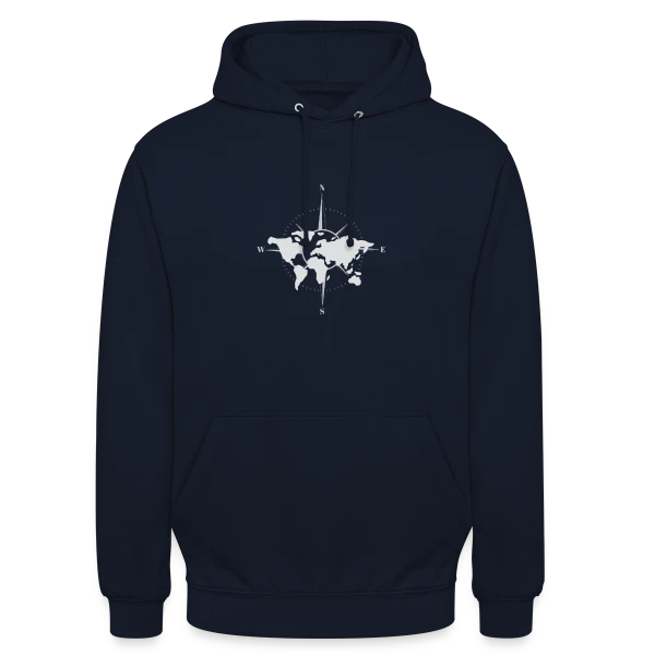 Carte du Monde Boussole sur Sweat-shirt à capuche unisexe
