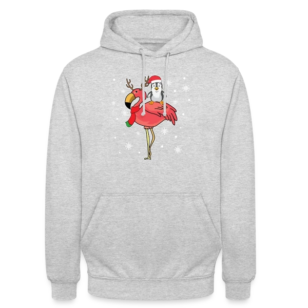 Flamant Rose Noël Renne sur Sweat-shirt à capuche unisexe