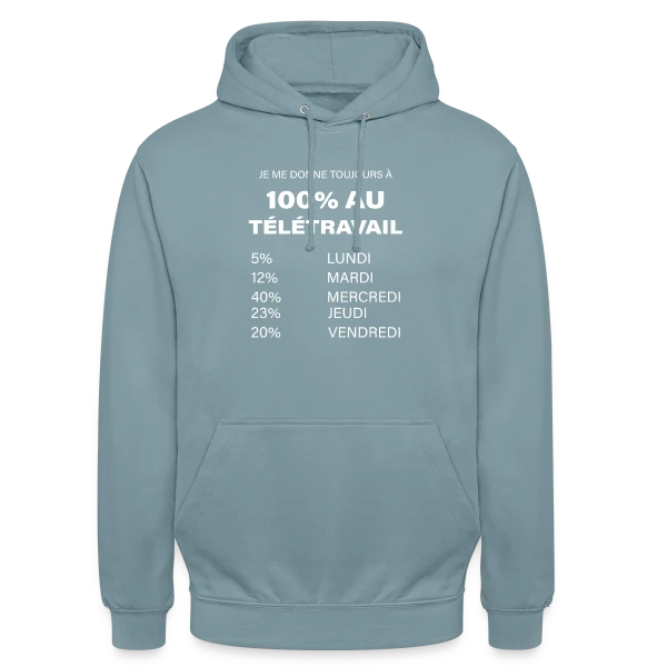 Télétravail J'Adore sur Sweat-shirt à capuche unisexe