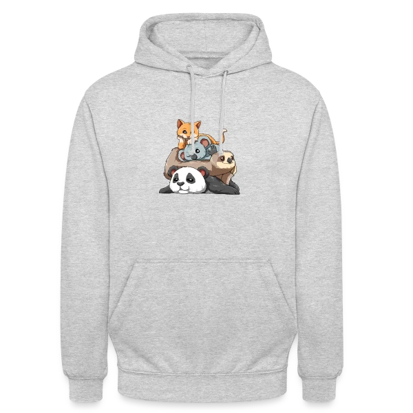 Pile d'Animaux Fainéants sur Sweat-shirt à capuche unisexe
