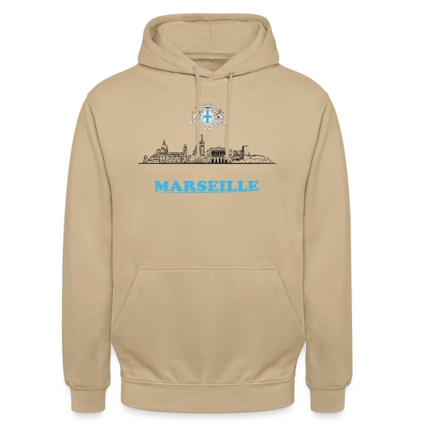 Blason et Skyline Marseille sur Sweat-shirt à capuche unisexe
