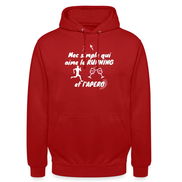 Mec Simple Aime Running et Apéro - Cadeau Runner Humour sur Sweat-shirt à capuche unisexe