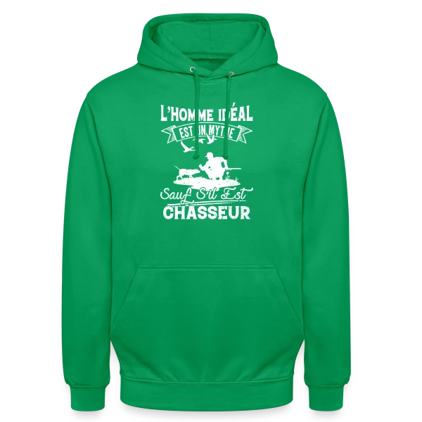 L'Homme Idéal est Chasseur : Un Mythe Réel ! sur Sweat-shirt à capuche unisexe