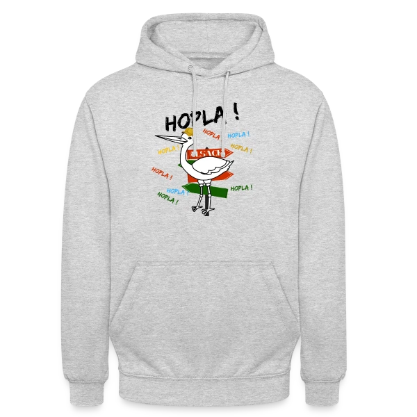 Cigogne Hopla Alsace sur Sweat-shirt à capuche unisexe