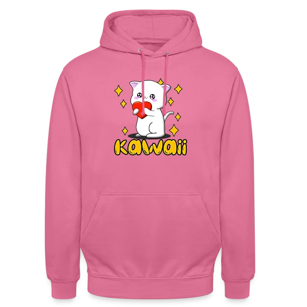 Chat Kawaii Cœur Scintillant sur Sweat-shirt à capuche unisexe
