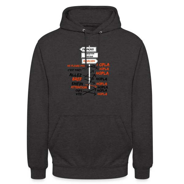 Traduction Alsacien Hopla sur Sweat-shirt à capuche unisexe