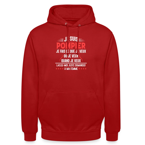 Pompier en Couple - Laissez-moi Demander à Ma Femme ! Humour sur Sweat-shirt à capuche unisexe