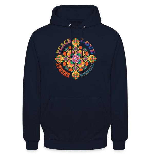 Mandala Psychédélique Peace Love sur Sweat-shirt à capuche unisexe