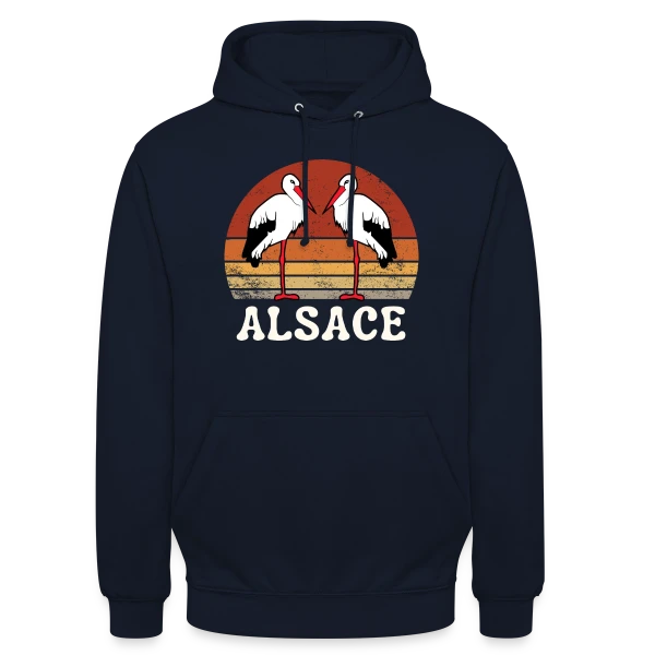 Cigognes Alsace Rétro Sunset sur Sweat-shirt à capuche unisexe