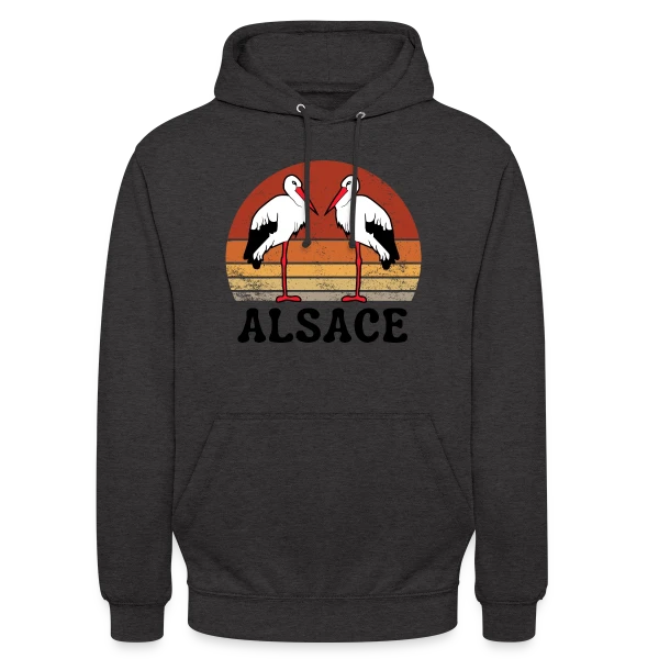 Cigognes Alsace Rétro Sunset sur Sweat-shirt à capuche unisexe