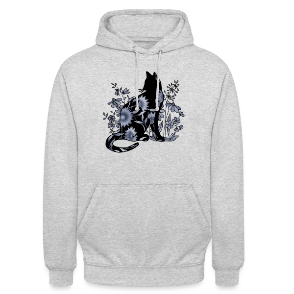 Chat Fleuri Élégant sur Sweat-shirt à capuche unisexe