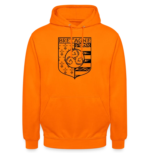 Bretagne - Blason Gwenn Ha Du Triskèle Tribal sur Sweat-shirt à capuche unisexe