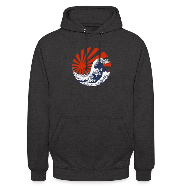 La Grande Vague de Kanagawa & Soleil Levant Yin-Yang sur Sweat-shirt à capuche unisexe