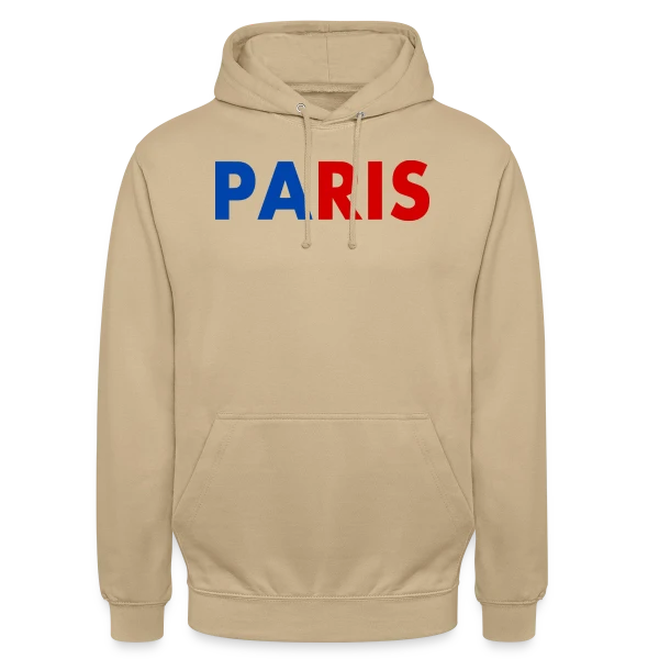Paris Tricolore Typographie sur Sweat-shirt à capuche unisexe