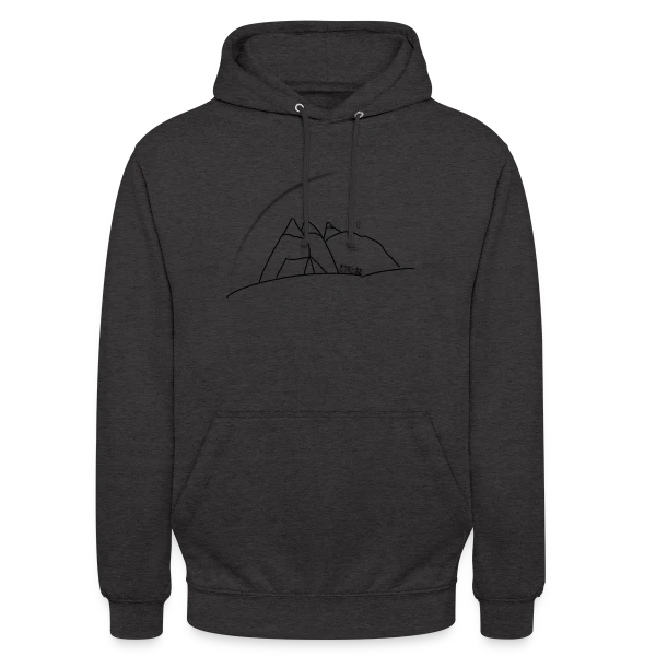 Esquisse Montagne et Tente sur Sweat-shirt à capuche unisexe