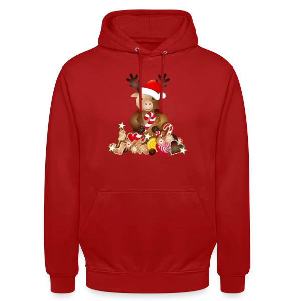 Renne de Noël Adorable avec Chapeau sur Sweat-shirt à capuche unisexe