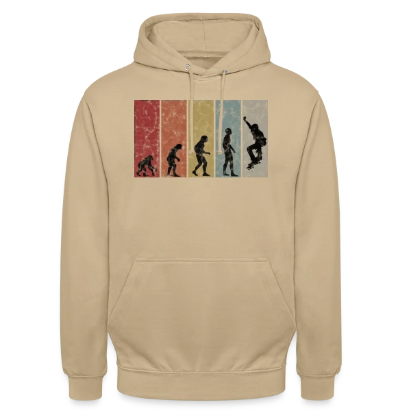Évolution Rétro Skateboarder sur Sweat-shirt à capuche unisexe
