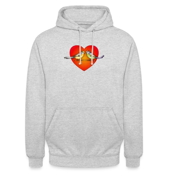 Oiseaux Amoureux Cœur sur Sweat-shirt à capuche unisexe