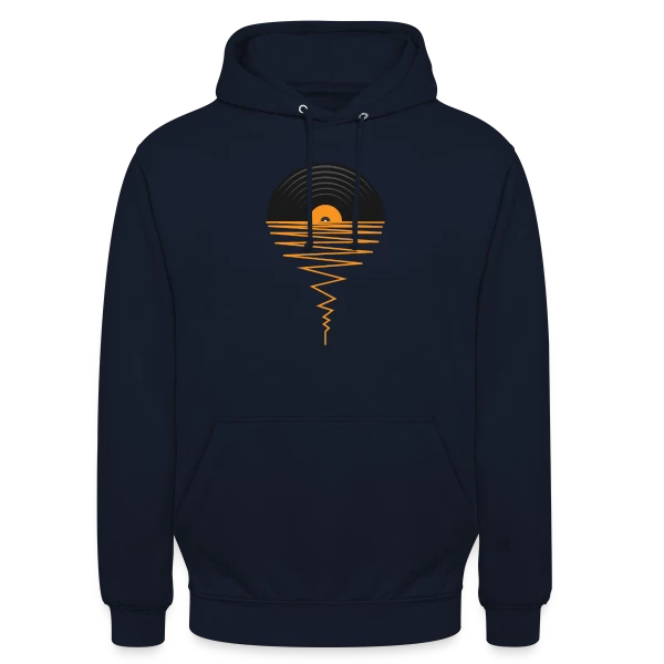 Collectionneur de Vinyles Coucher de Soleil sur Sweat-shirt à capuche unisexe