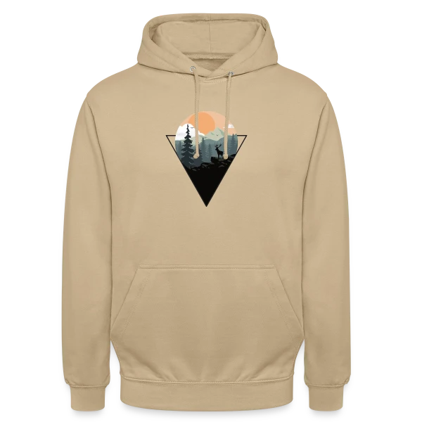 Paysage Montagne Cerf Géométrique sur Sweat-shirt à capuche unisexe