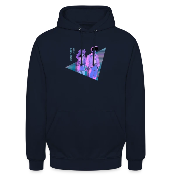 Couple Anime Vaporwave Mélancolie Esthétique sur Sweat-shirt à capuche unisexe