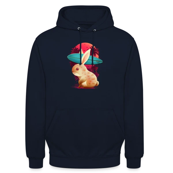 Lapin Surfeur Estival sur Sweat-shirt à capuche unisexe