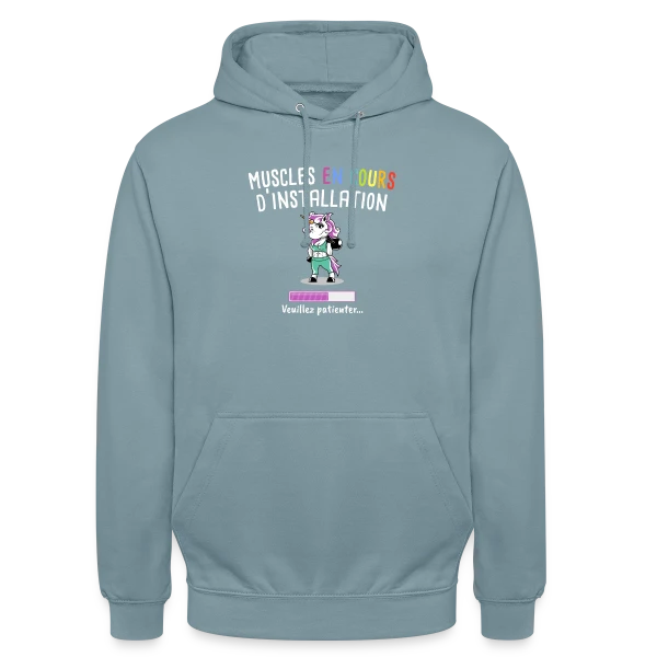 Muscles en Cours : Licorne Fitness Humour - Cadeau Sportif sur Sweat-shirt à capuche unisexe