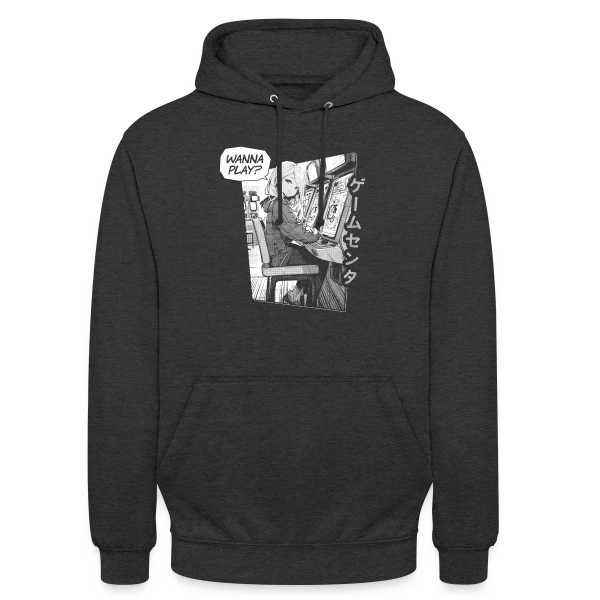 Fille Anime en Arcade Rétro - Wanna Play ? sur Sweat-shirt à capuche unisexe
