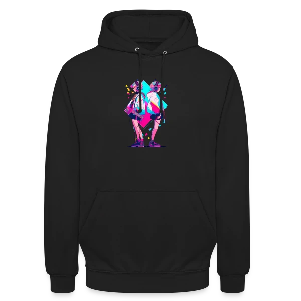 Jumelles Anime Rétro Neon 80s/90s Musique sur Sweat-shirt à capuche unisexe