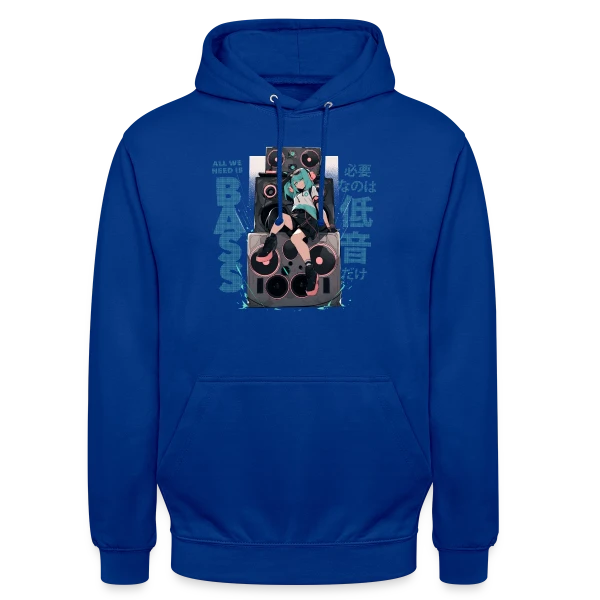 Fille Anime et Tour de Haut-parleurs - All We Need is Bass sur Sweat-shirt à capuche unisexe