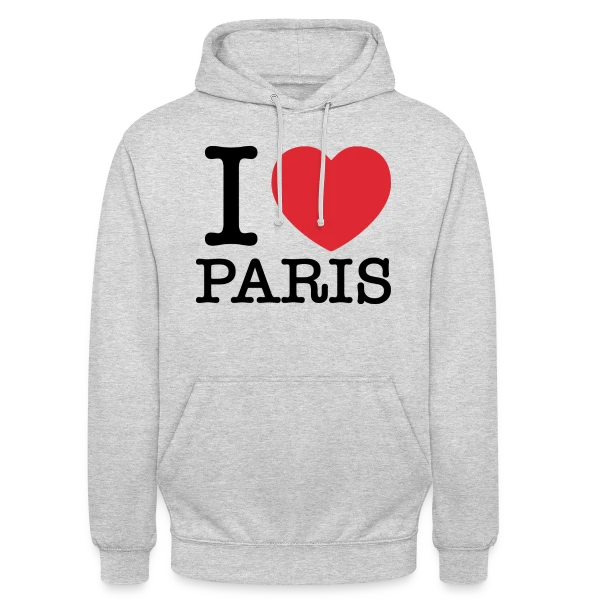 J'aime Paris Cœur Rouge sur Sweat-shirt à capuche unisexe