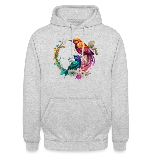 Oiseaux du Paradis Fleuris sur Sweat-shirt à capuche unisexe