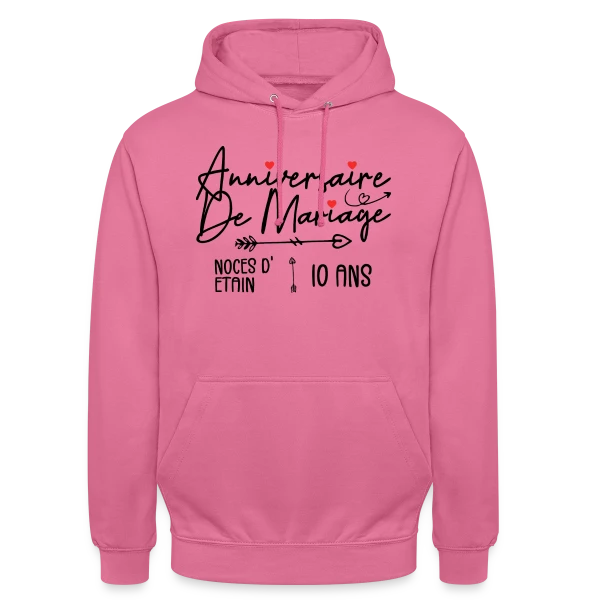 Anniversaire Mariage Noces Étain sur Sweat-shirt à capuche unisexe