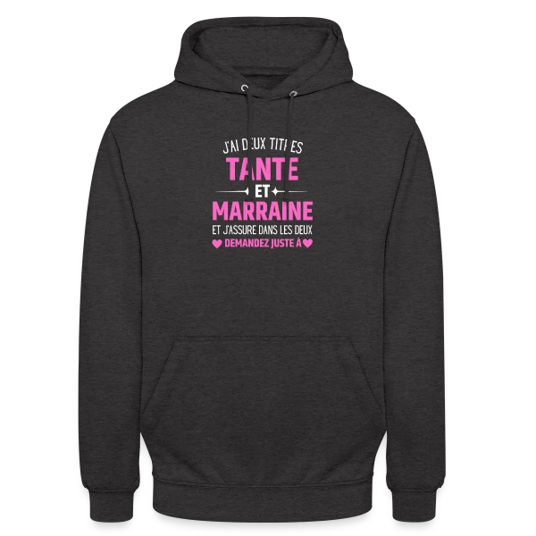Tante et Marraine : Le T-shirt Humour Personnalisé avec les Prénoms des Enfants sur Sweat-shirt à capuche unisexe