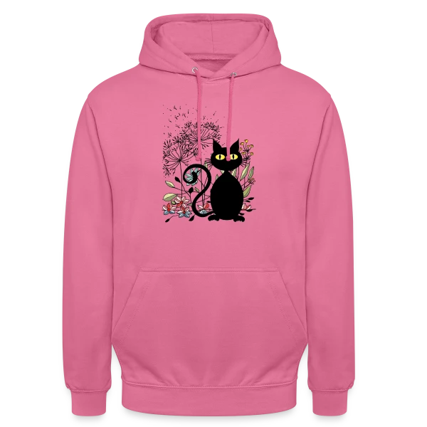Chat Noir Fleuri sur Sweat-shirt à capuche unisexe